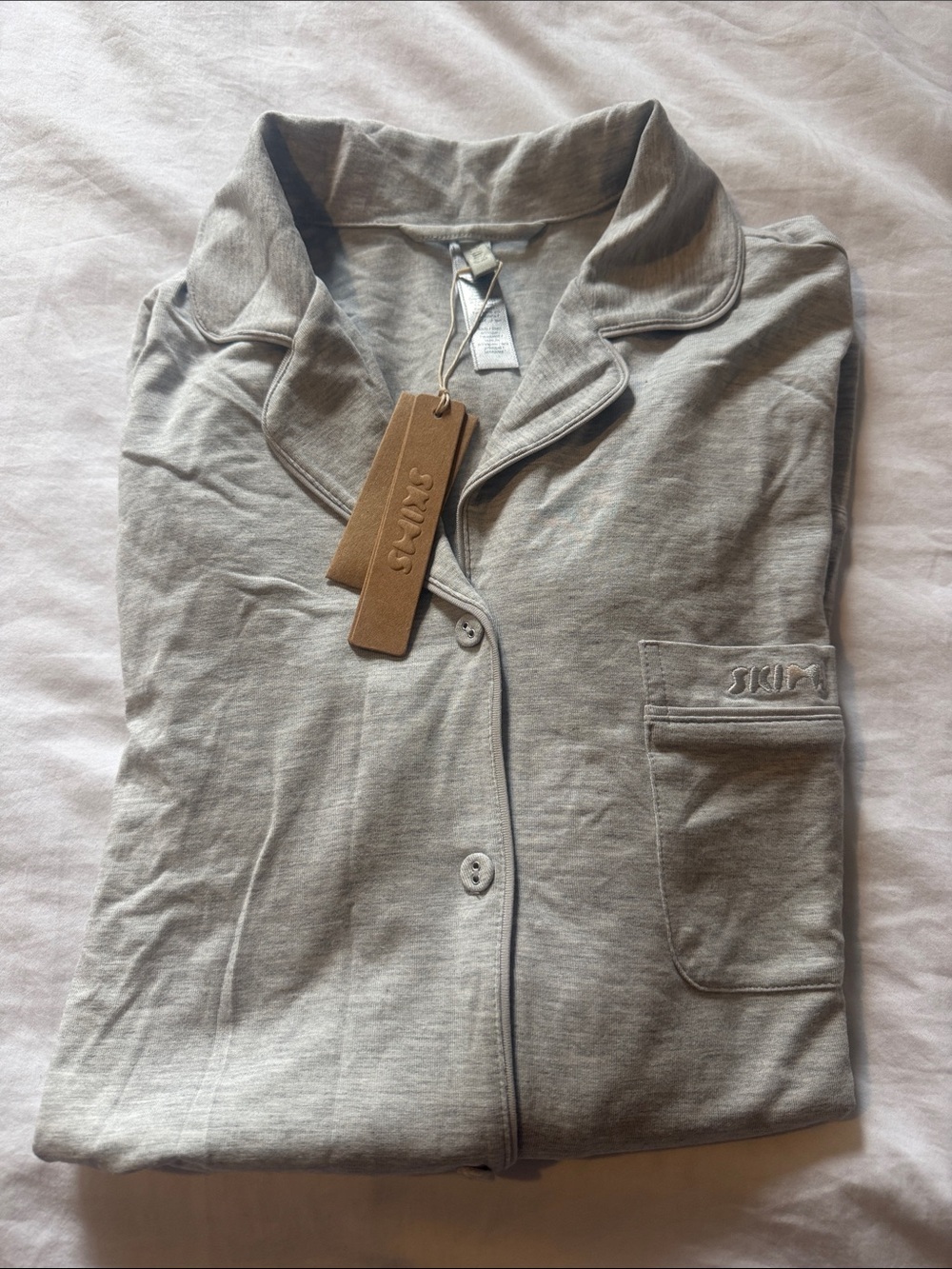 SKIMS Light Heather Grey Sleep Top XS